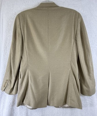 Vintage Ralph Lauren Polo University Club Blazer 39R Silk Wool Blend Tan Mens