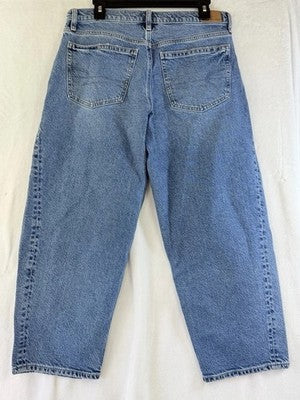 American Eagle Jeans Women Size 8 Short Barrel Leg Blue Wide Leg