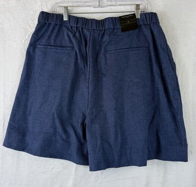 Banana Republic Linen Blend Shorts 18 Skort Blue Herringbone New NWT