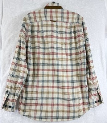 Orvis Perfect Flannel Shirt Medium Tall Plaid Button Up Blue Long Sleeve Mens