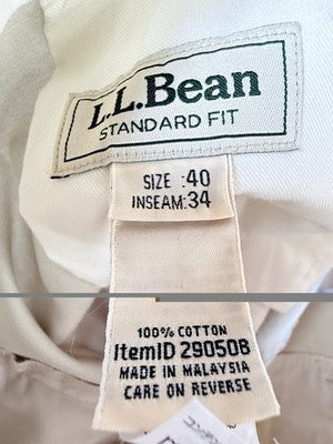 LL Bean Mens Pants 40x34 Free Double L Chinos Natural Fit Plain Front Beige Tan