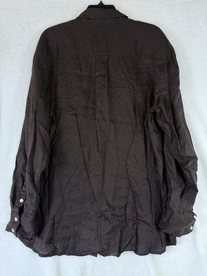 Gap 100% Linen Shirt Large Tall Womens Long Sleeve Brown Button Up Top New NWT