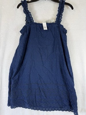 Gap × DÔEN Eyelet Shift Mini Dress Small Women Blue Sleeveless Short Doen New