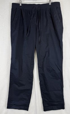 Talbots Easy Drawstring Pants 14W Navy Blue 100% Cotton Pull On Womens