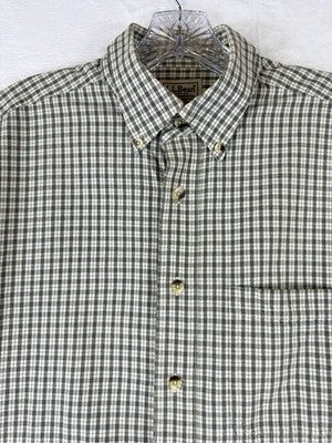 LL Bean Shirt Men Small Green Button Down Long Sleeve 100% Cotton
