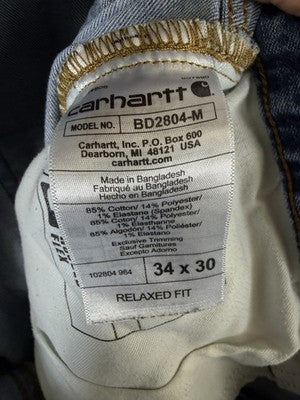 Carhartt Relaxed Fit Jeans 34x30 Blue Rugged Flex Work Mens