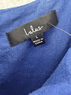Lulus Mini Dress Large Linen Days Like This Royal Blue Sleeveless Ruffled New