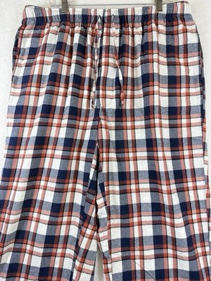 Lands End Flannel Pajama Pants XL Mens Red Blue Plaid Sleep PJ 100% Cotton
