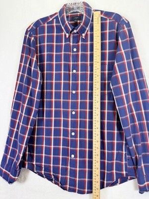 J Crew Shirt Mens Small Red Blue Plaid Button Down Long Sleeve Cotton