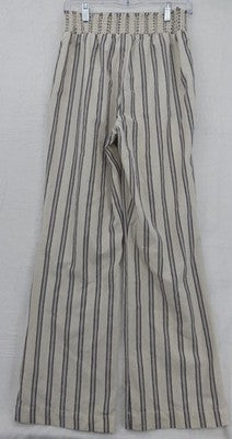 Ci Sono Pants Medium Pull On Straight Leg Lightweight Cotton Blend Ivory Gray
