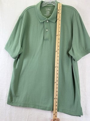 LL Bean Premium Double L Polo Shirt Large Men Green Short Sleeve Traditional Fit