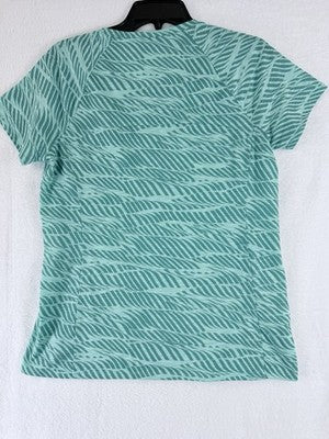 LL Bean Trail Tee Womens Small Green Print Pocket Short Sleeve Top Shirt
