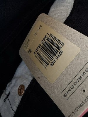 Levis 501 Jeans 34x32 Button Fly Black 100% Cotton Denim Levi’s New NWT