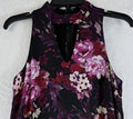 Accidentally In Love Dress XS Sleeveless Mini Black Purple Floral Shift Made USA