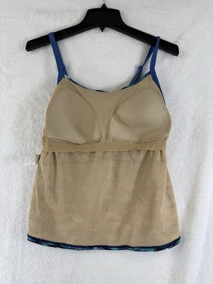 LL Bean Tankini Top 12 Swimsuit Swim Blue Womens EXC