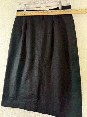 Vintage LL Bean Womens 12 100% Wool Pencil Skirt Black Made In USA Lined
