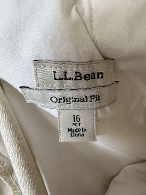 LL Bean Chino Pants Womens 16 Petite Original Fit Beige Khakis High Rise Cotton