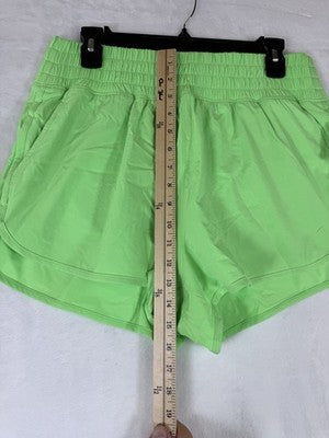 Gap Fit Running Shorts Large Petite Womens Lime Green High Rise Brief Liner New
