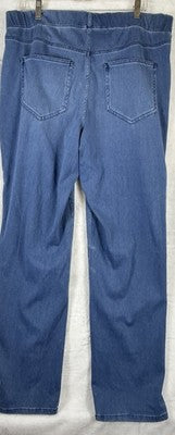 Lands End Starfish Jeans Large High Rise Knit Denim Blue Womens