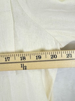 Old Navy Linen Shirt Dress Medium Ivory Shift Short Sleeve Button Front Womens