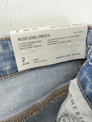 American Eagle High Rise Jegging Crop 2 Long Distressed Cloud Wash Blue New NWT