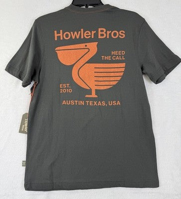 Howler Brother T Shirt Small Gray Mens Pelican Postage Short Sleeve Pocket New