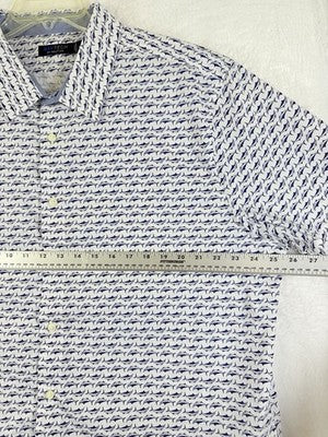Nautica Shirts For Men XXL Short Sleeve Button Down Swordfish Blue White