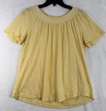 Talbots Tee Small Smocked Scoop Neck Yellow Short Sleeve 100% Cotton Womens