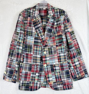 Rowing Blazers Small 36 Mens Indian Madras Plaid Jacket 100% Cotton Embroidered