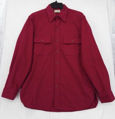 Vintage LL Bean Chamois Cloth Shirt Red Medium Large 16 Men Made USA Flannel 80s