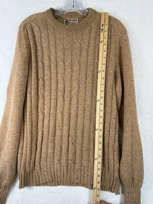 Vintage Highland Sportswear Sweater Mens Large Wool Blend Crew Neck Knit Beige