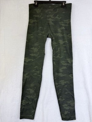 SPANX Leggings Large Look At Me Now High Waisted Green Camo Womens Slimming