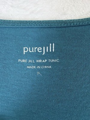 J Jill Pure Jill Wrap Tunic Tops XL Blue Womens Knit Short Sleeve