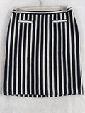 Talbots Skirt 10 Petite Navy Blue White Striped A-Line Pencil Knit Womens 10P