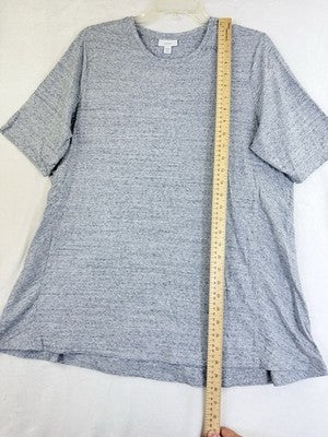 J Jill 1X Tunic Top Pure Jill Heather Blue Gray Knit Short Sleeve Womens Pima