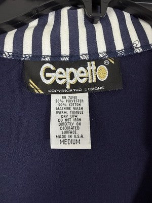 Vintage Gepetto Top Medium Nautical Gold Stars Made USA Grandmacore Deadstock