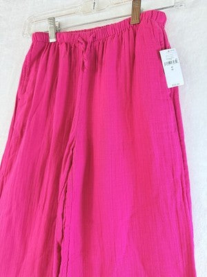 Gap Kids Crinkle Gauze Easy Wide Leg Pants Medium 8 Girls Pink Pull On New NWT