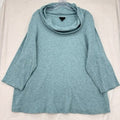 J Jill Wearever Top 2X Sweater Aqua Blue Cowl Neck 3/4 Sleeve Womens