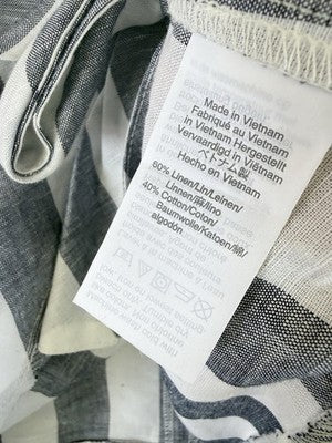 J Crew Linen Top XS Womens Sleeveless Gray White Tie Hem