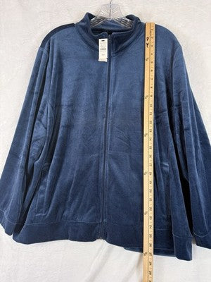 Talbots 3X Petite Jacket Velour Full Zip Blue 3XP Plus Size Womens New NWT