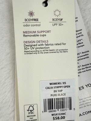 Calia Swim Top XS Strappy Black White Bikini Ribbed Textured New NWT