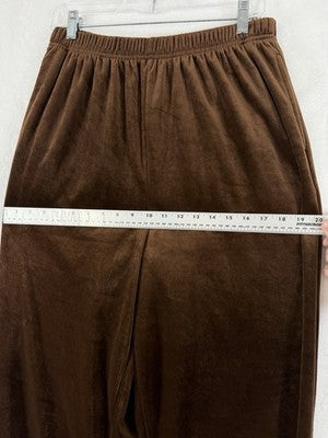 Vintage Diane Von Furstenberg Large Pants Pull On Brown Velour Womens