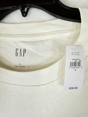 Gap Heavyweight Relaxed Pocket T Shirt Large Mens Ivory Short Sleeve Tee New NWT