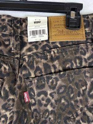 Levis Baggy Dad Jeans 24 Womens Leopard Print 24x30 Mid Rise Denim New NWT