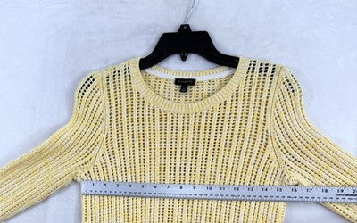 Talbots XS Sweater Open Stitch Yellow Long Sleeve 100% Cotton Womens