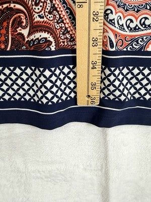 Studio One New York Dress Large Shift Blue Paisley 3/4 Sleeve Womens