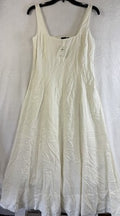 Gap Linen Blend Maxi Dress Small Petite Women Ivory Sleeveless Long New
