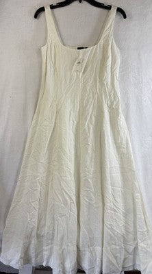 Gap Linen Blend Maxi Dress Small Petite Women Ivory Sleeveless Long New