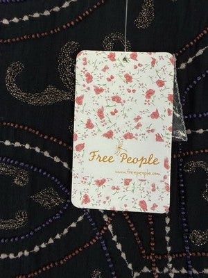 Free People Dress 6 Womens Black Sleeeveles Beaded Boho New NWT *FlawRead