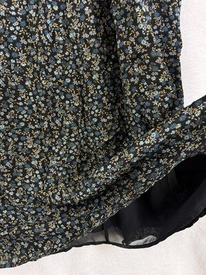 LL Bean Womens 2X Peasant Skirt Black Floral Print Midi Lined Flowy New NWT